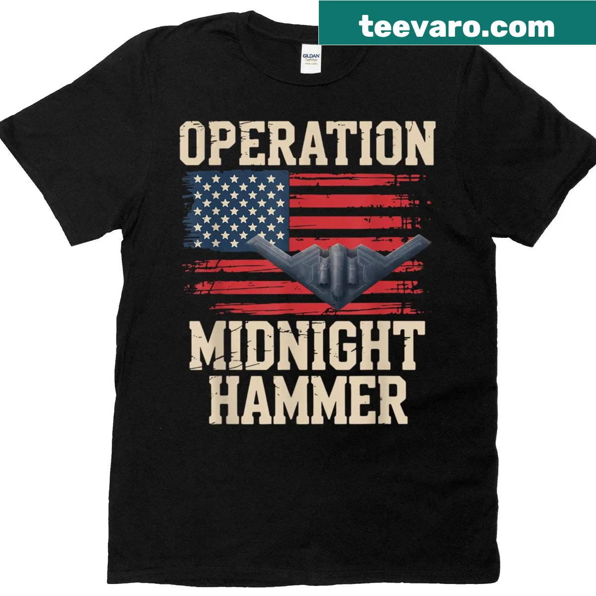 Patriotic shirt with American flag and hammer graphic for veterans — on a men's t-shirt
