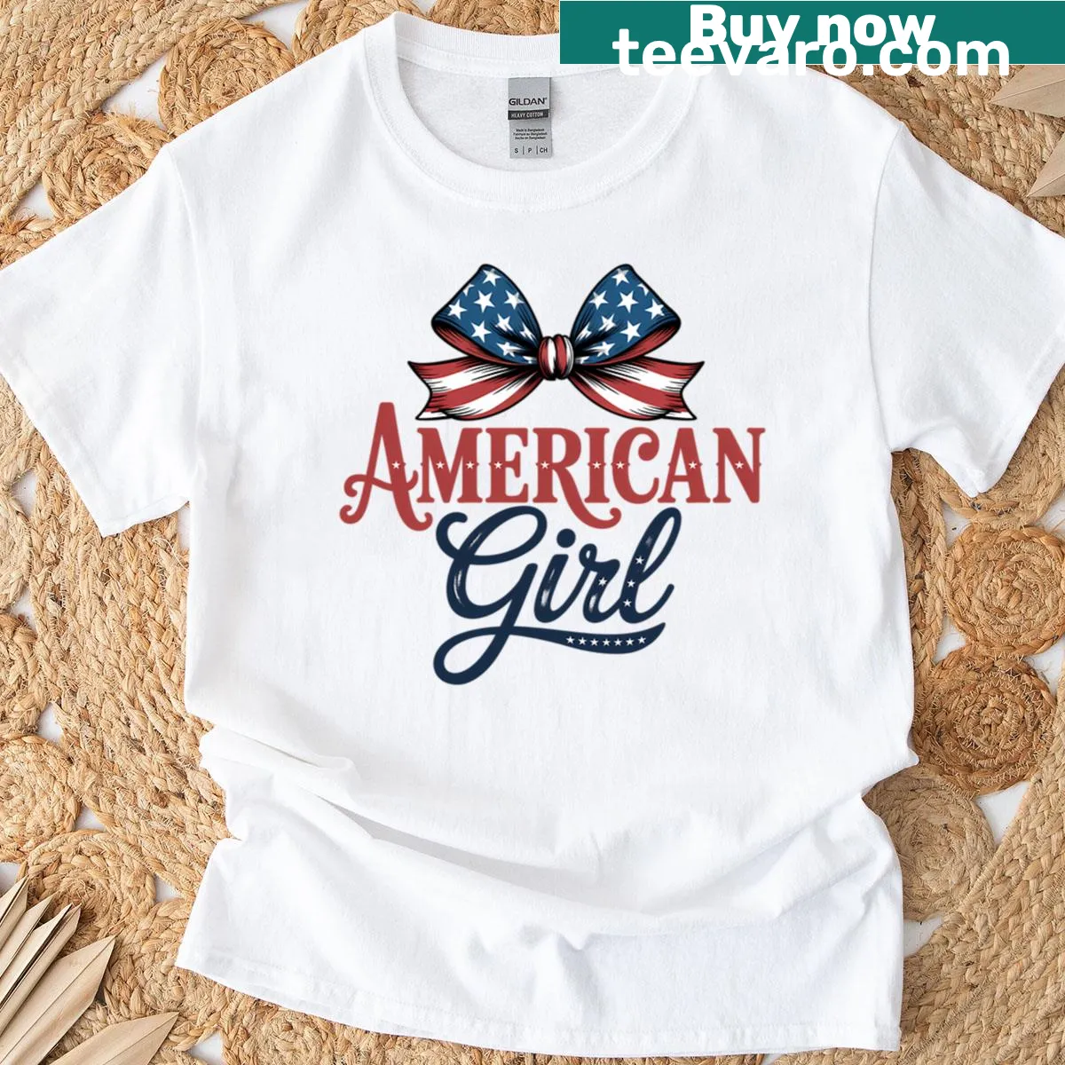 Patriotic bow graphic design on a kids' T-shirt — on a men's t-shirt