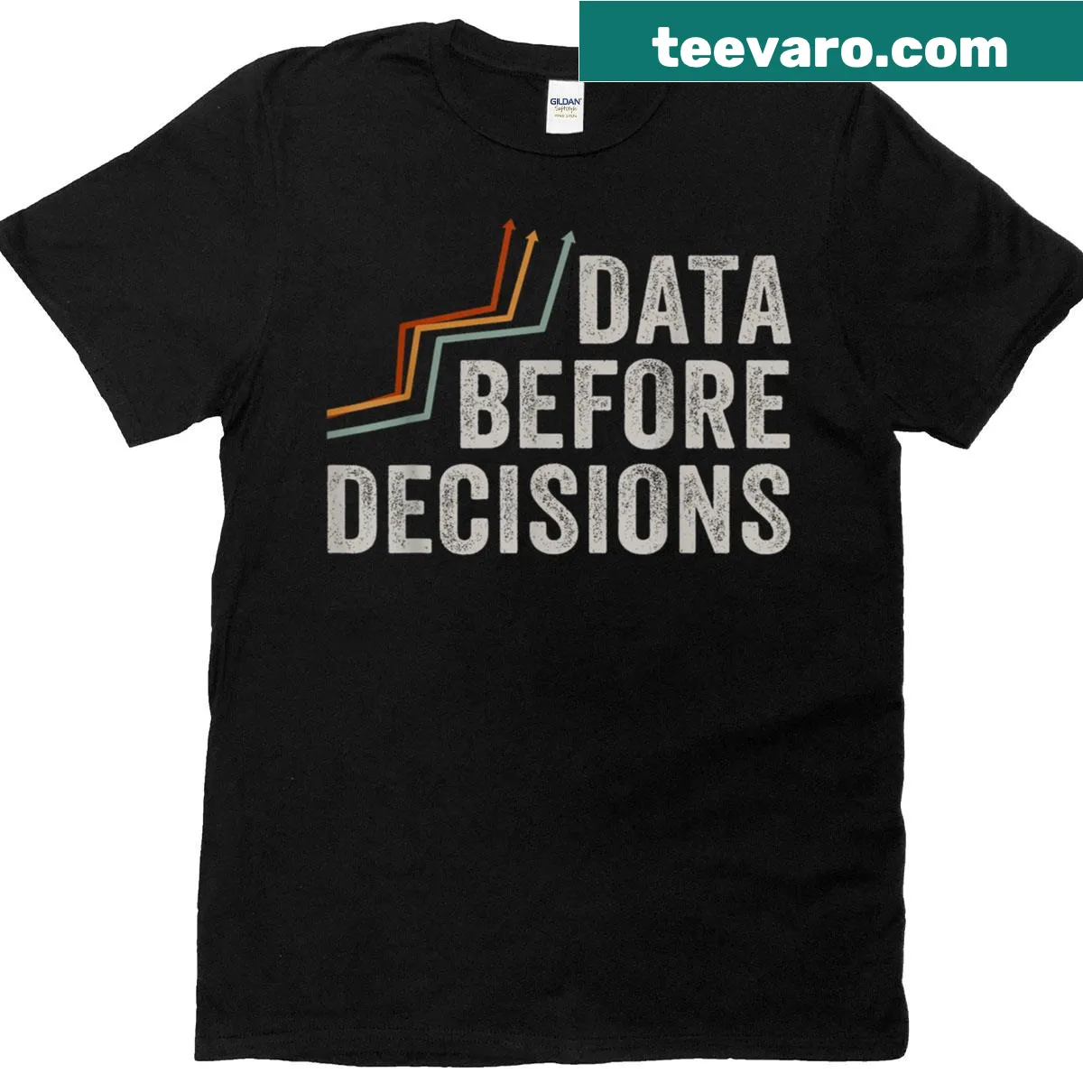 Data Before Decisions T-shirt with a clear typography design — on a men's t-shirt