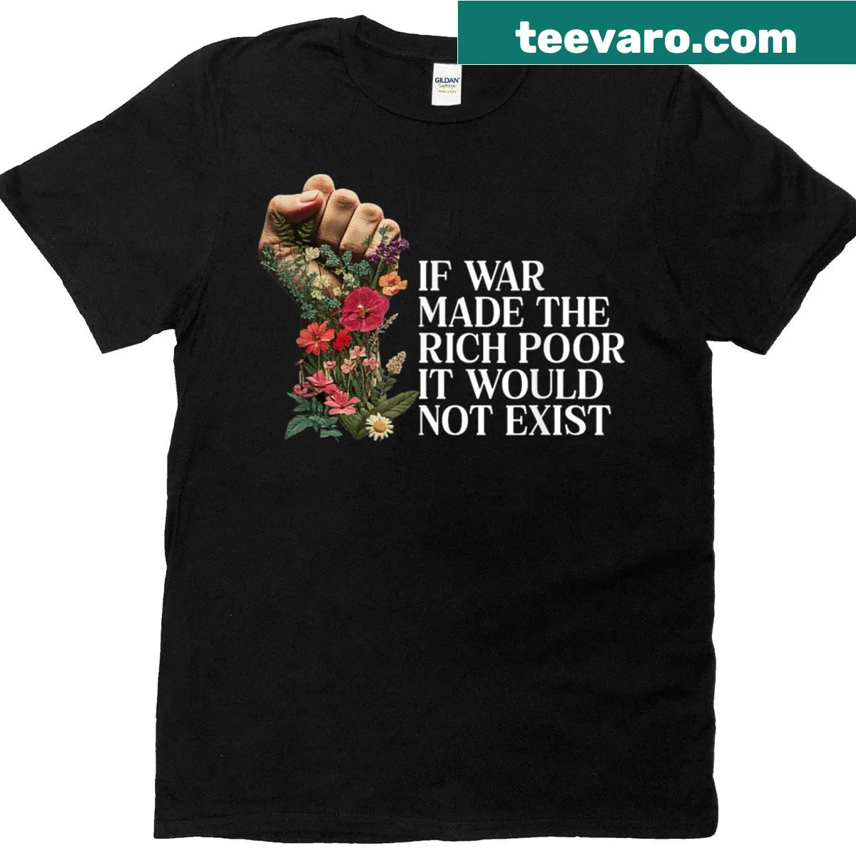 T-shirt with 'Anti Military Industrial Complex' text in bold typography — on a men's t-shirt