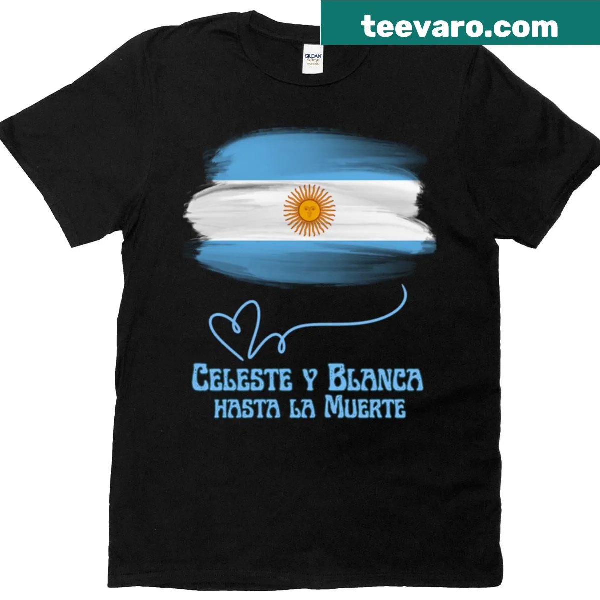 Simple t-shirt celebrating Argentina with text design — on a men's t-shirt