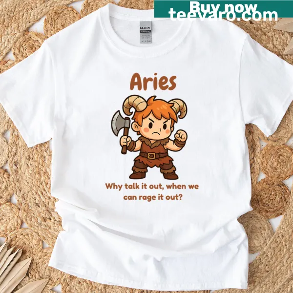 Aries Zodiac D&D style t-shirt with bold graphics