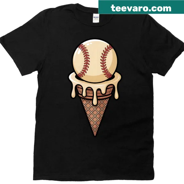 Youth baseball t-shirt with ice cream dripping graphic
