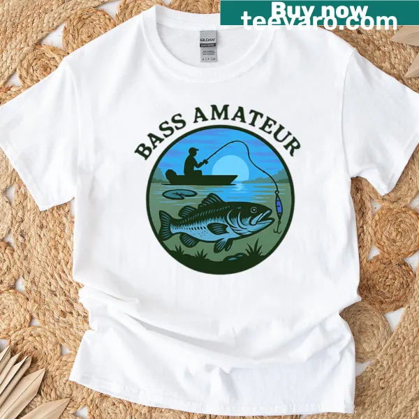 Playful cartoon Bass Amateur t-shirt for fishing enthusiasts