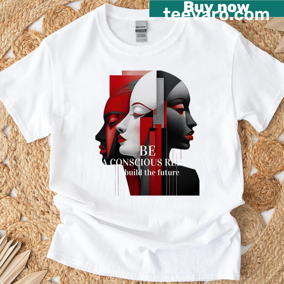 Inspirational typography on Be A Conscious Rebel t-shirt — on a men's t-shirt