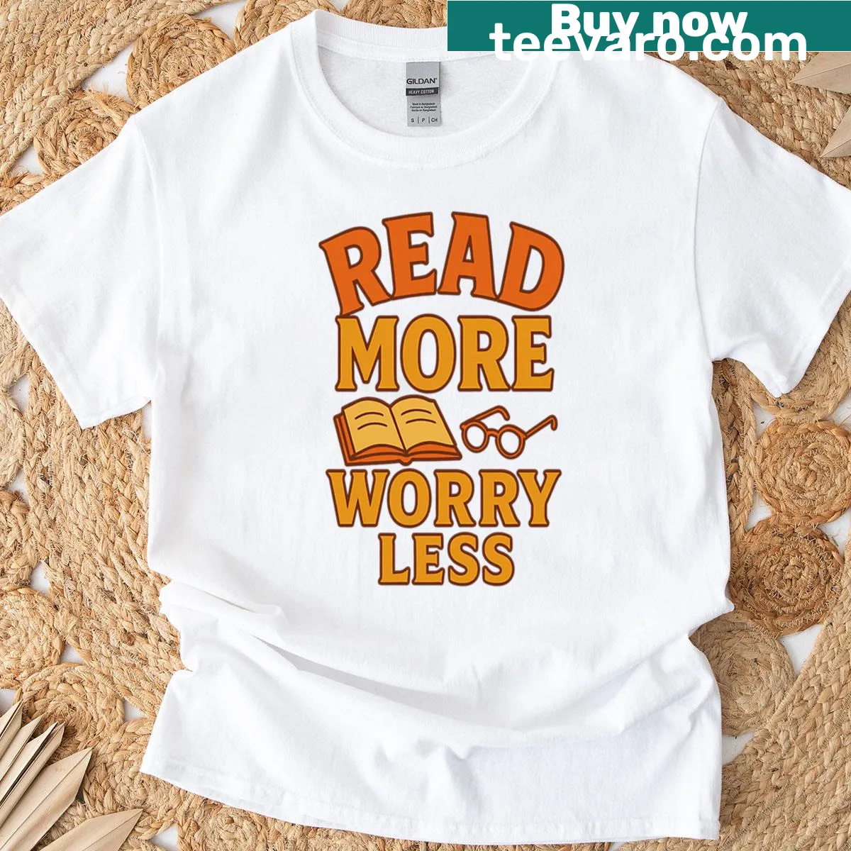T-shirt with the saying Read More Worry Less for book lovers — on a men's t-shirt