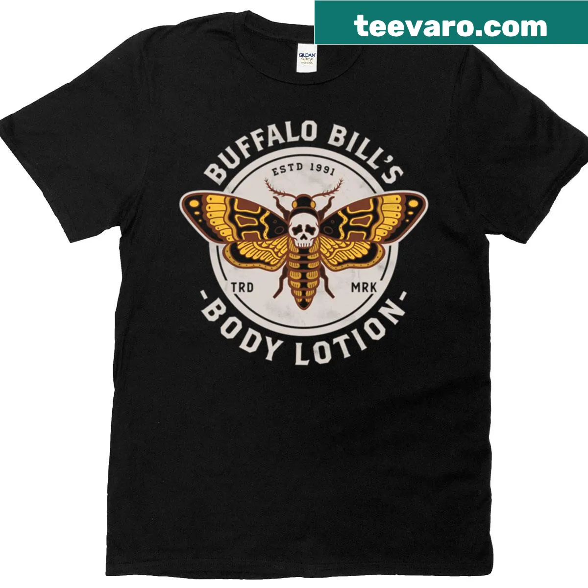 Distressed vintage horror t-shirt featuring a Death's Head Moth graphic — on a men's t-shirt