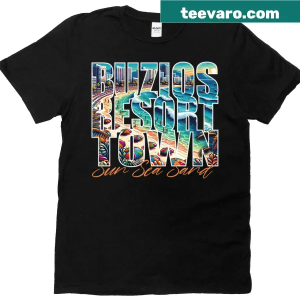 Illustrated design of Buzios beach scene on summer vacation tee