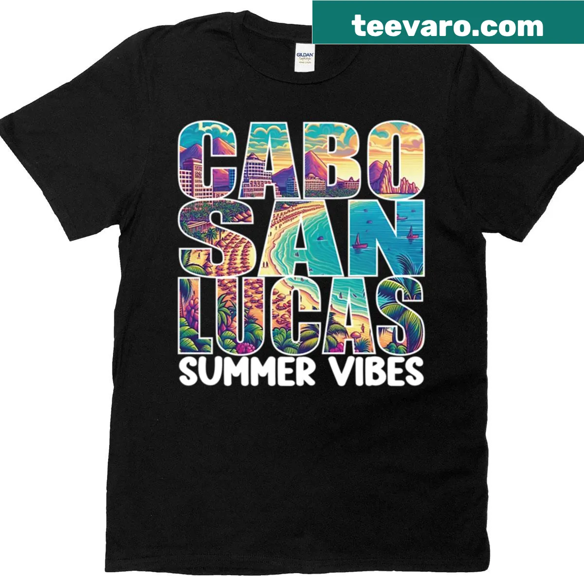 T-shirt inspired by Cabo San Lucas beach vibes — on a men's t-shirt