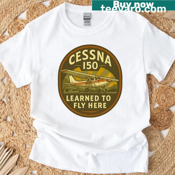 Vintage-style Cessna 150 trainer airplane graphic T-shirt