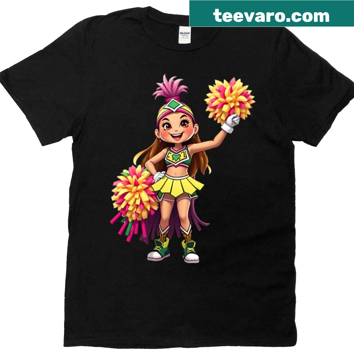 Cute cheerleader-themed sports t-shirt — on a men's t-shirt