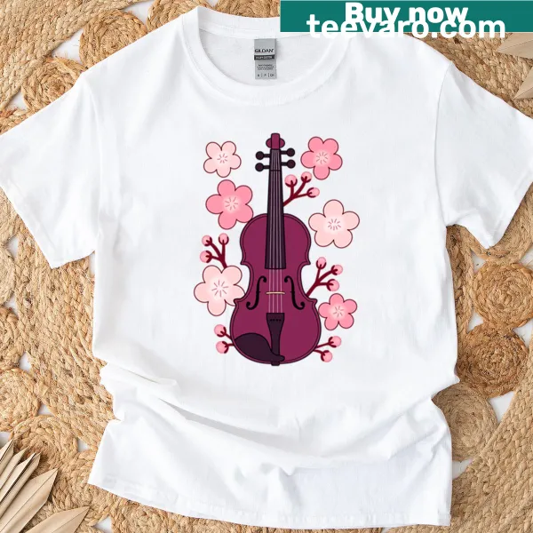 T-shirt featuring a minimalist silhouette design of cherry wood