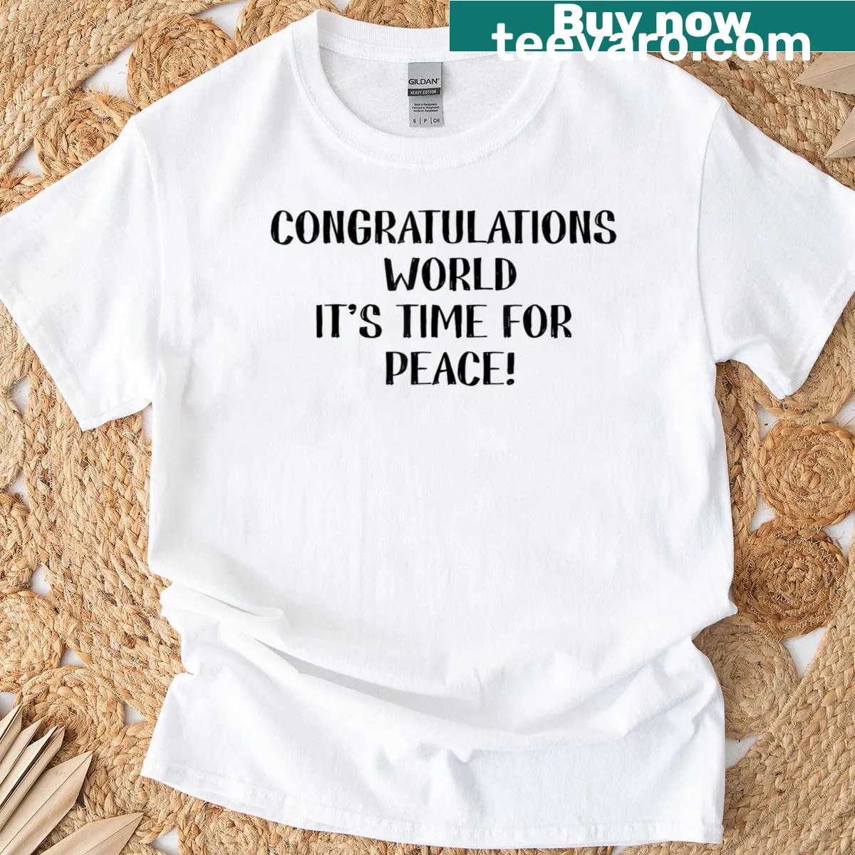 Inspirational typography shirt promoting peace and unity — on a men's t-shirt