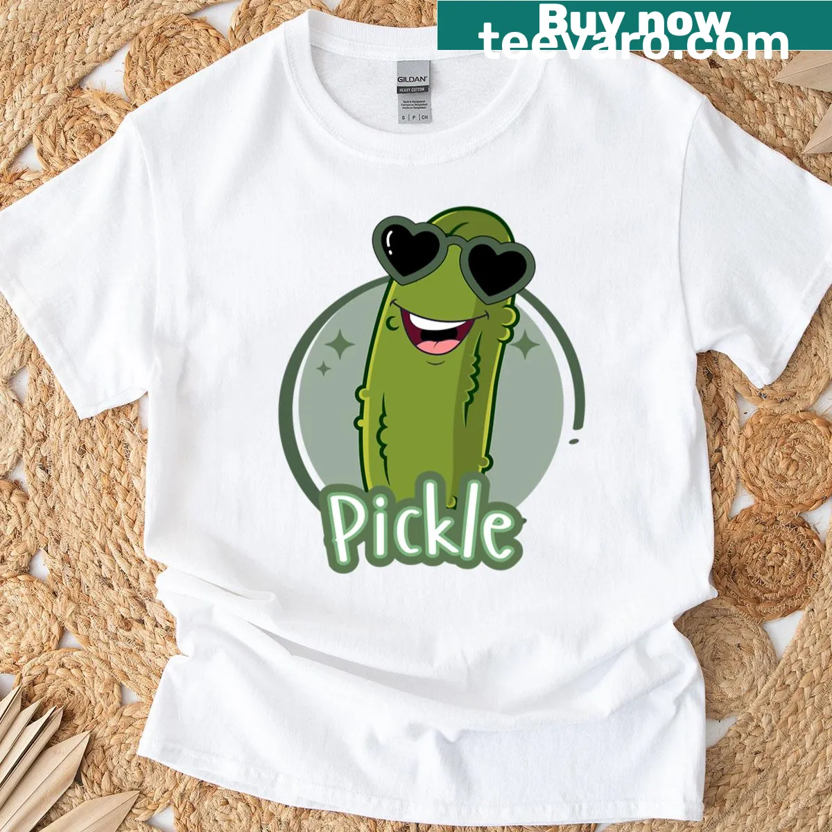 Funny T-shirt featuring a playful pickle illustration — on a men's t-shirt