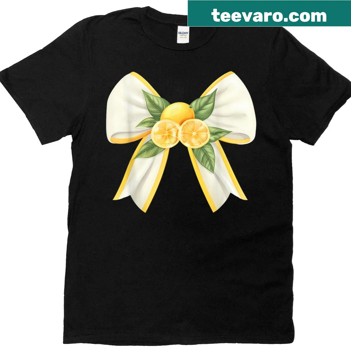 T-shirt with a cute lemon bow graphic design — on a men's t-shirt