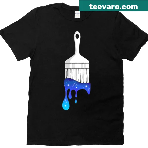 Illustrative T-shirt featuring a cosmic paintbrush design