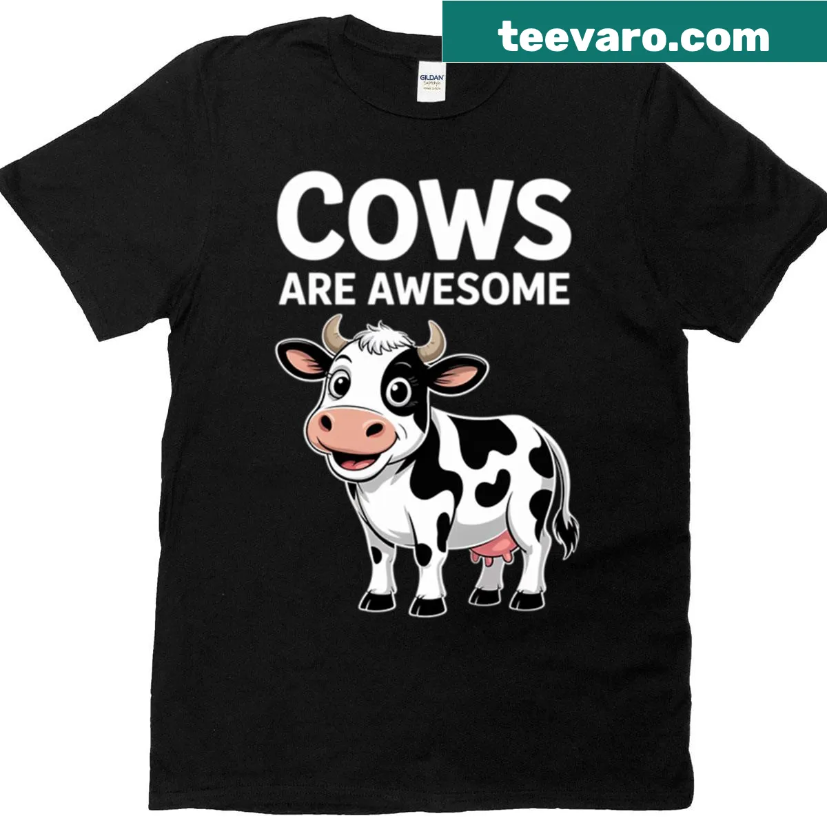 Playful T-shirt featuring the phrase 'Cows Are Awesome' for cow lovers — on a men's t-shirt