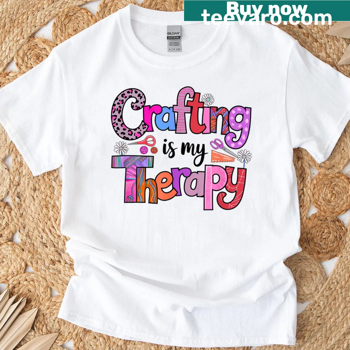Crafting-themed T-shirt with the phrase 'Crafting Is My Therapy.' — on a men's t-shirt
