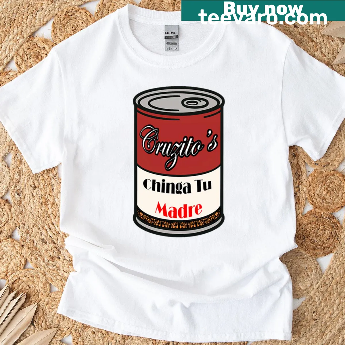 Bold typography T-shirt featuring Chinga Tu Madre design — on a men's t-shirt