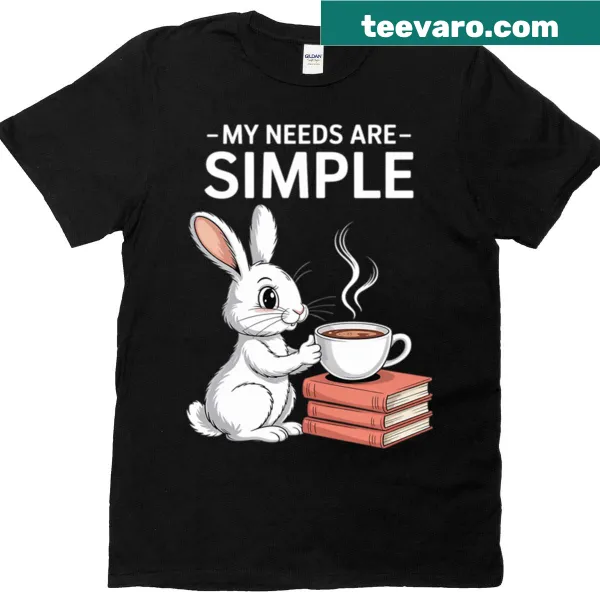 Cute bunny t-shirt for coffee and book lovers