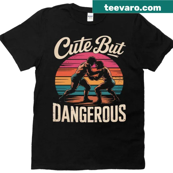 Cute wrestling girl illustration on a t-shirt for girls