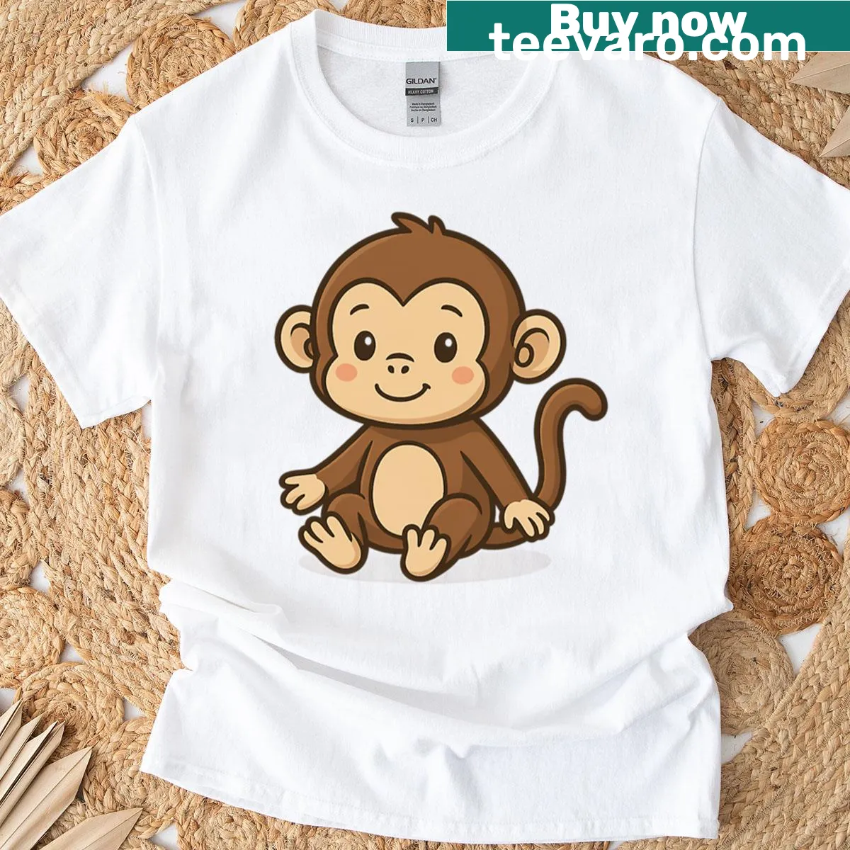 Adorable cartoon monkey graphic T-shirt design — on a men's t-shirt