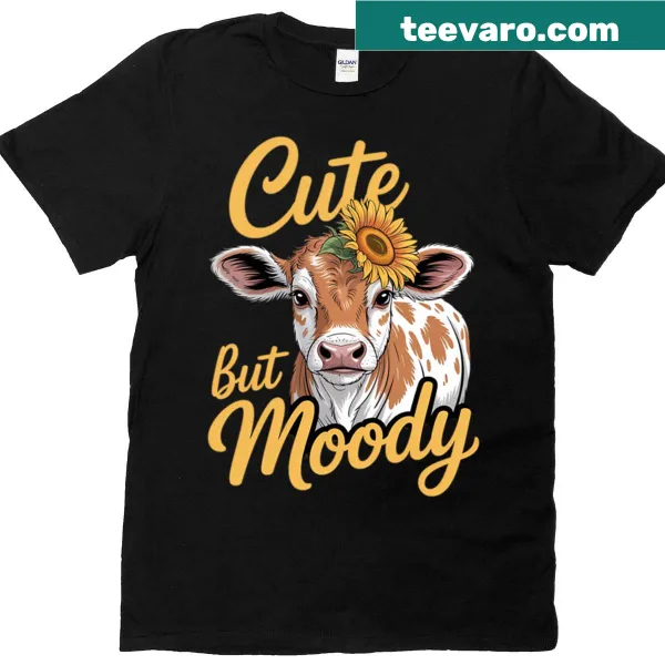 Cute cow birthday T-shirt with sunflowers for kids