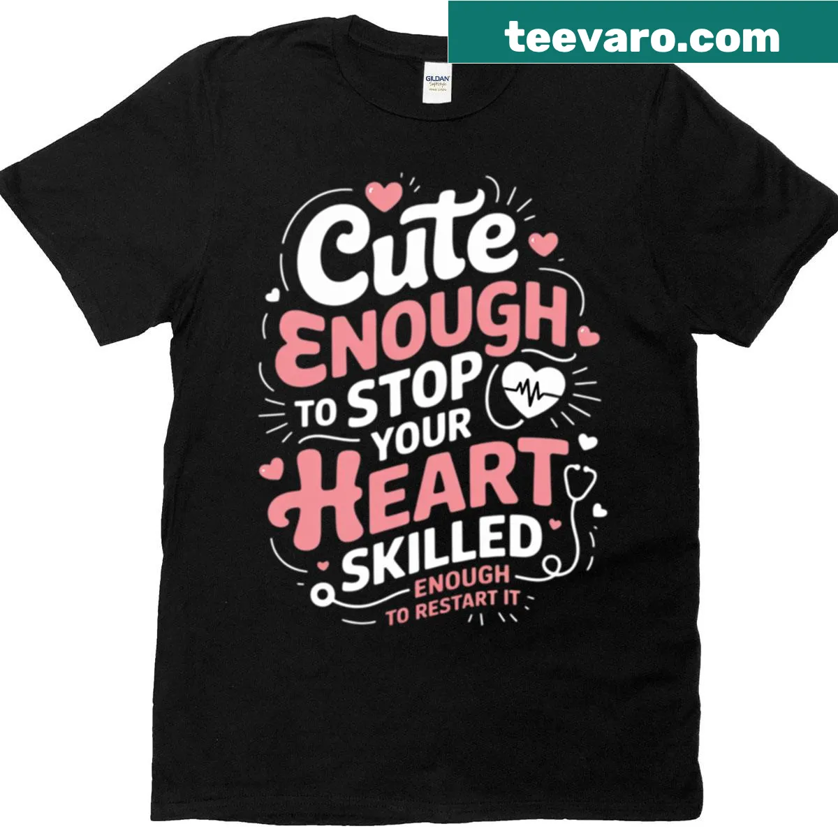 Cute nurse-themed illustration and saying on a t-shirt — on a men's t-shirt