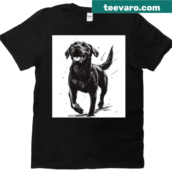 Cute black lab illustration on a dog-themed t-shirt