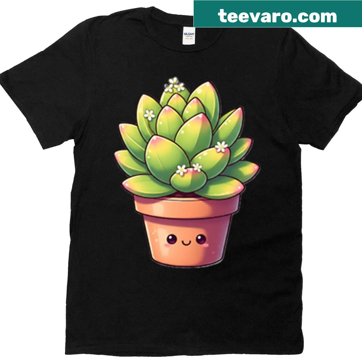 Illustration of cute succulents on a T-shirt — on a men's t-shirt