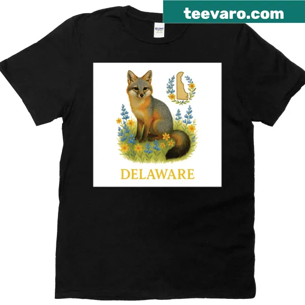 Illustration of a Delaware gray fox on a T-shirt