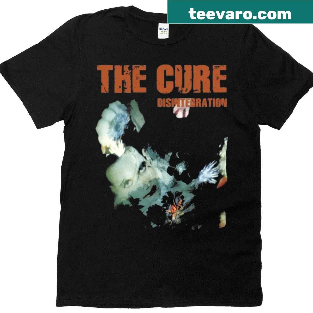 Tribute graphic design for The Cure's album Disintegration — on a men's t-shirt