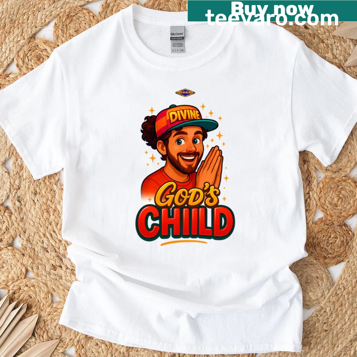 Graphic T-shirt celebrating divine masculinity and strength — on a men's t-shirt
