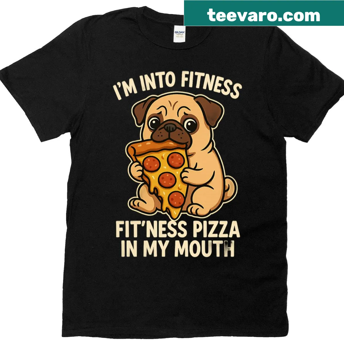Motivational dog-themed fitness graphic on T-shirt — on a men's t-shirt
