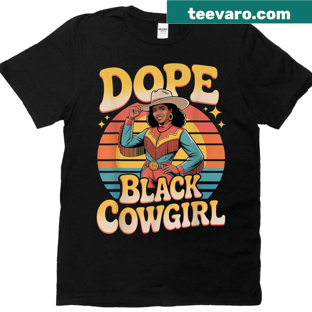 Typographic design celebrating black cowgirls on T-shirt — on a men's t-shirt