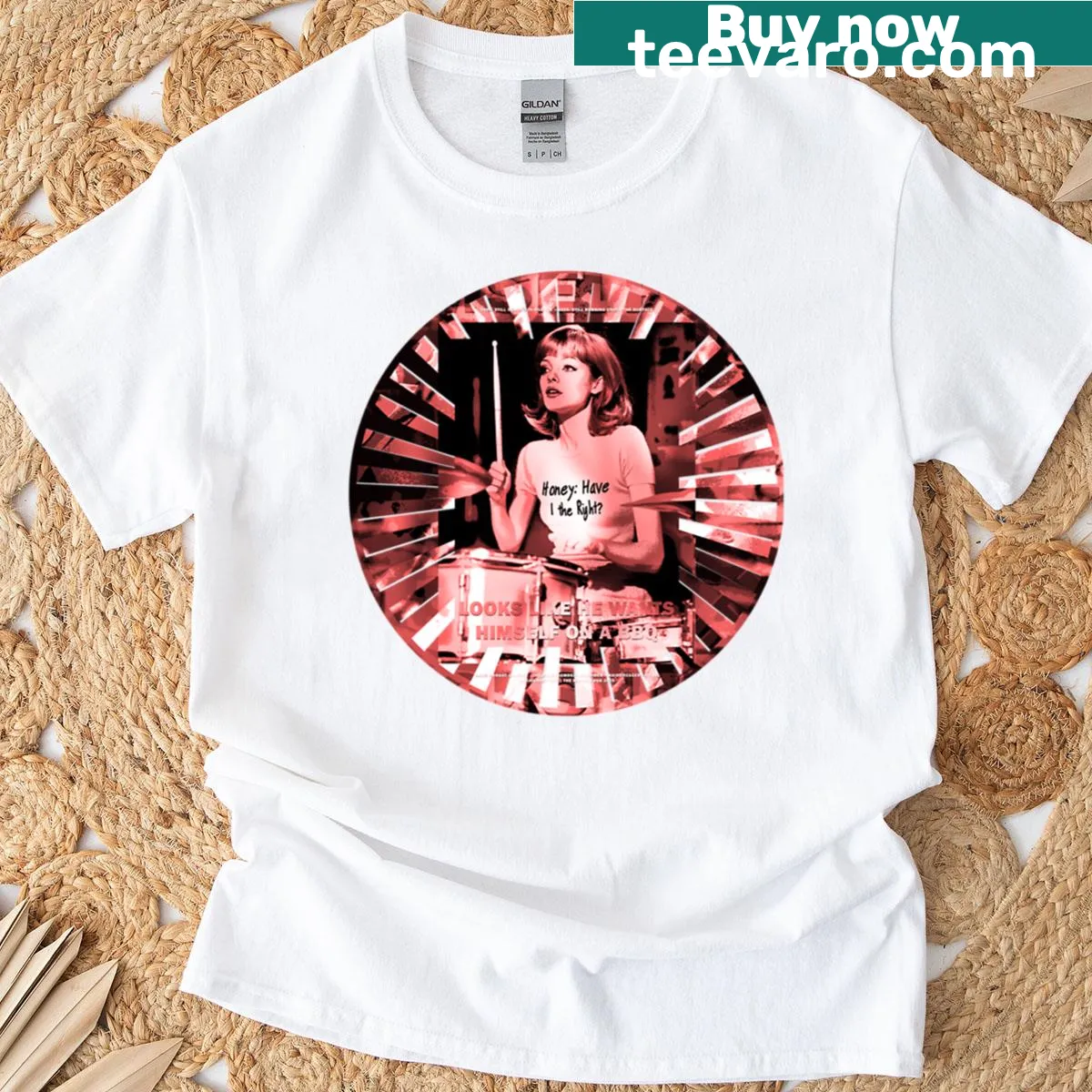 Inspirational T-shirt for women featuring a typographic drumbeat design — on a men's t-shirt