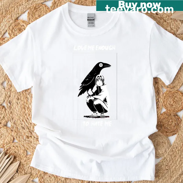 Anime-inspired ninja t-shirt with raven illustration
