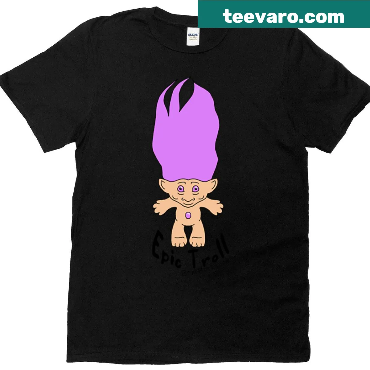 Whimsical troll graphic t-shirt featuring a wishstone — on a men's t-shirt