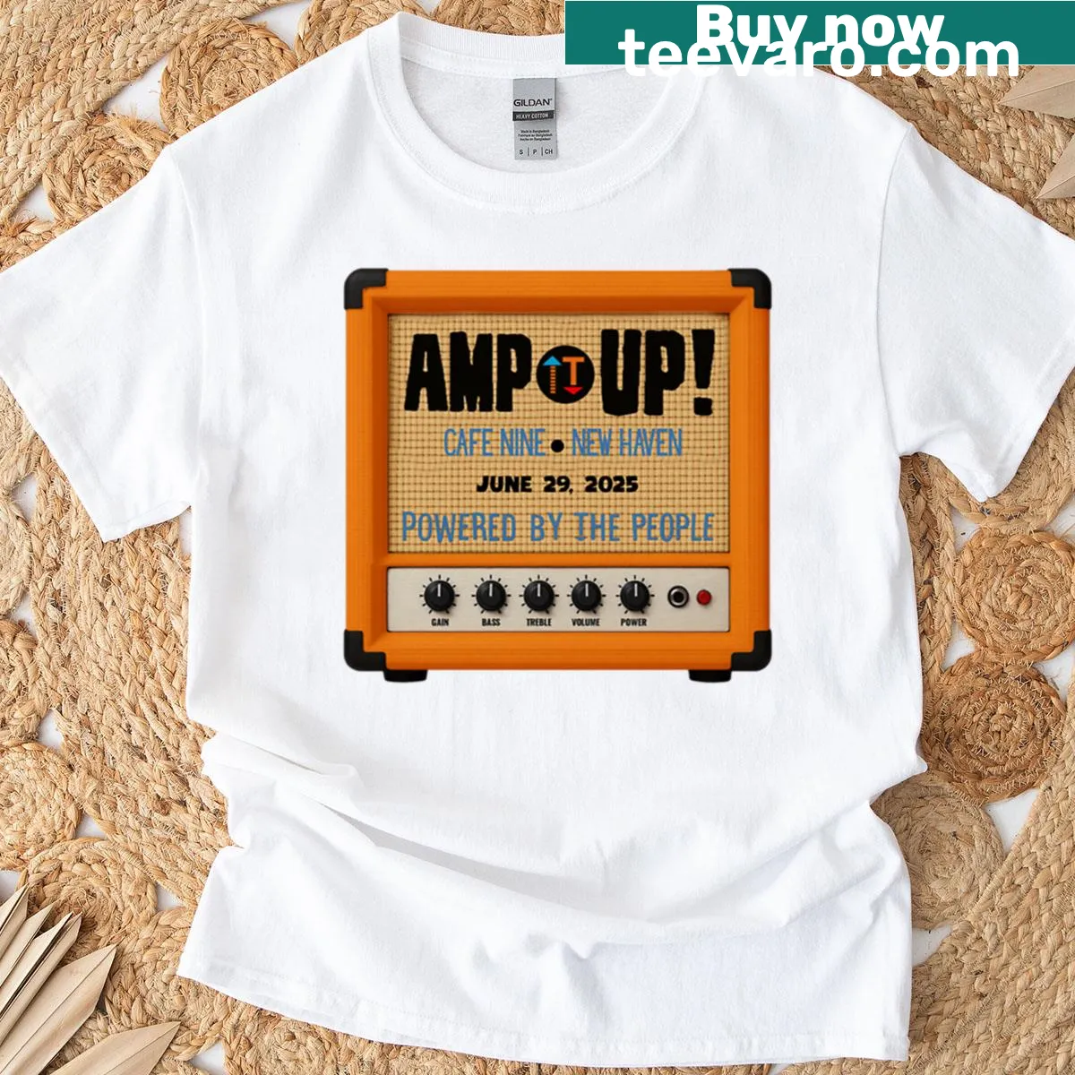 Fun t-shirt featuring a playful event logo design — on a men's t-shirt