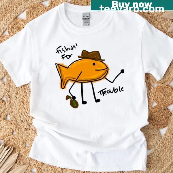 Goldfish in cowboy attire with humorous text on t-shirt