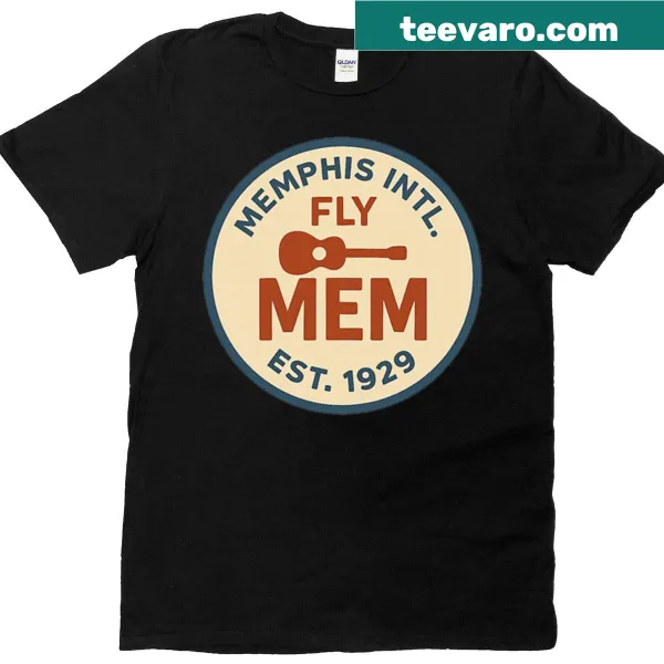 Retro guitar design representing Memphis Airport