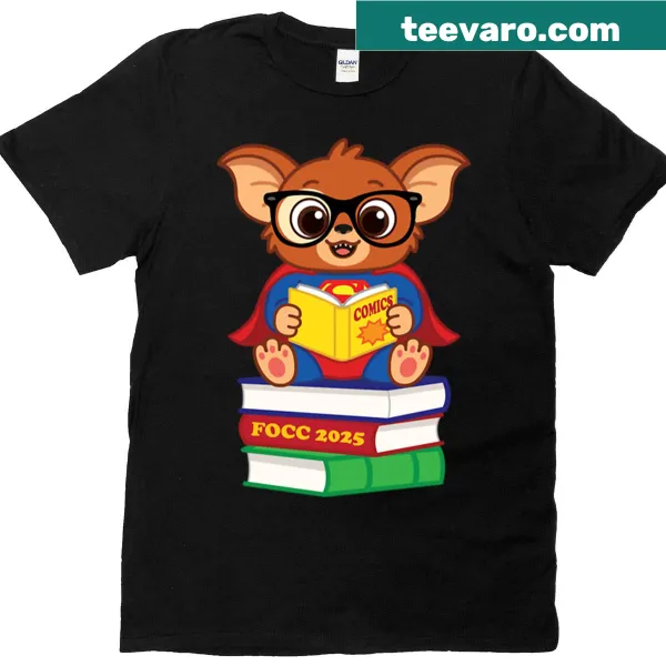 Comic book gremlin graphic on an oversized T-shirt