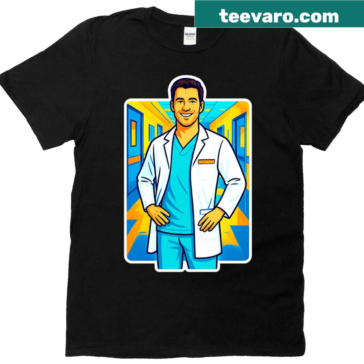 Illustration of therapy tools and wellness theme for physiotherapy professionals — on a men's t-shirt