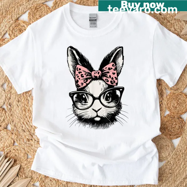 Cute bunny graphic with leopard print accents
