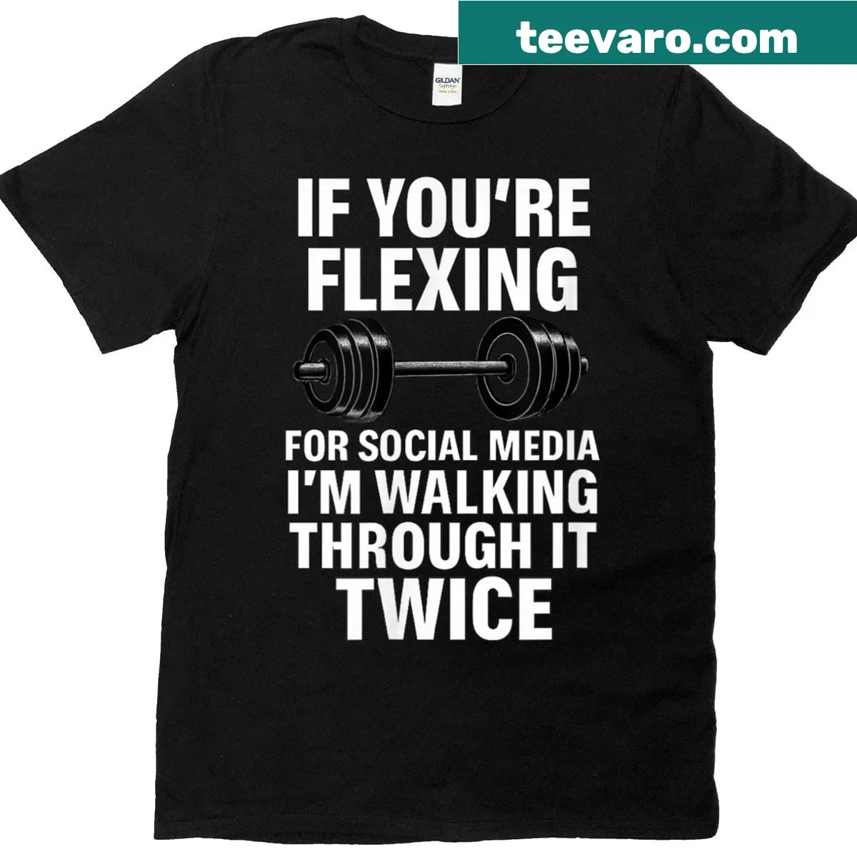 Humorous gym-themed typography graphic on a t-shirt — on a men's t-shirt