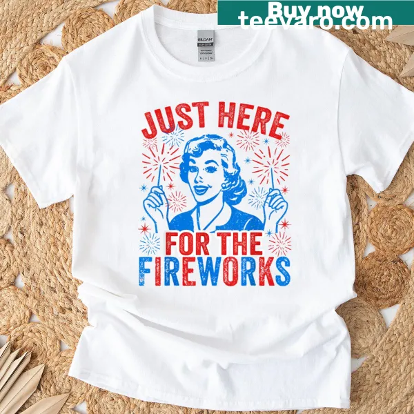 Funny T-shirt for 4th of July with fireworks theme and playful text
