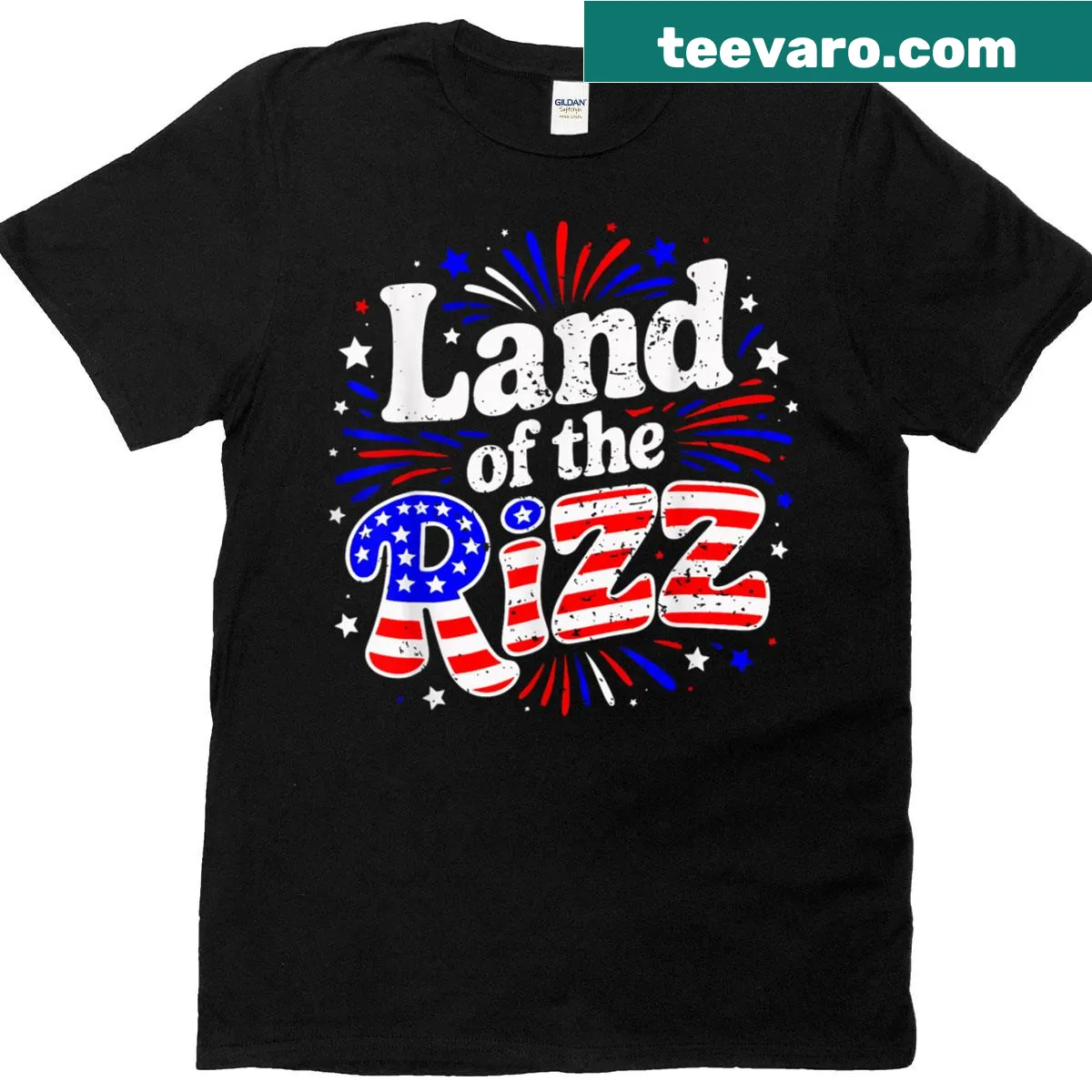 Humorous patriotic graphic with US flag for July 4th — on a men's t-shirt