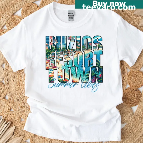 Vintage beach-themed graphic featuring Buzios on a humorous t-shirt