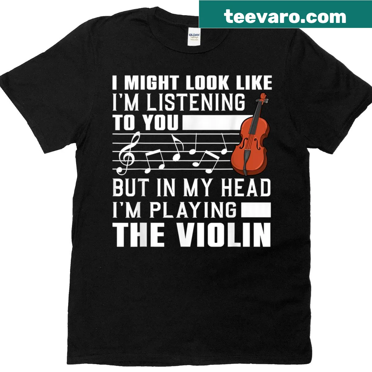 Humorous violin illustration on t-shirt for musicians — on a men's t-shirt