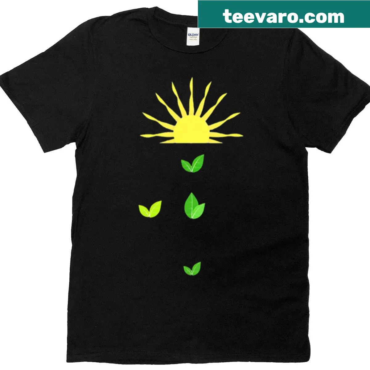Geometric leaf design illustrating solar energy concepts — on a men's t-shirt
